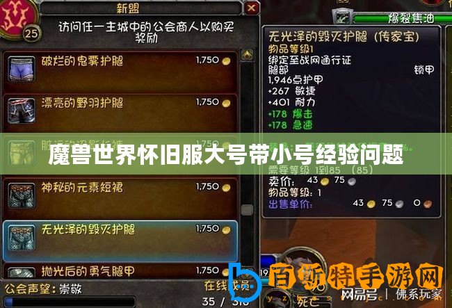 魔獸世界懷舊服大號帶小號經(jīng)驗問題